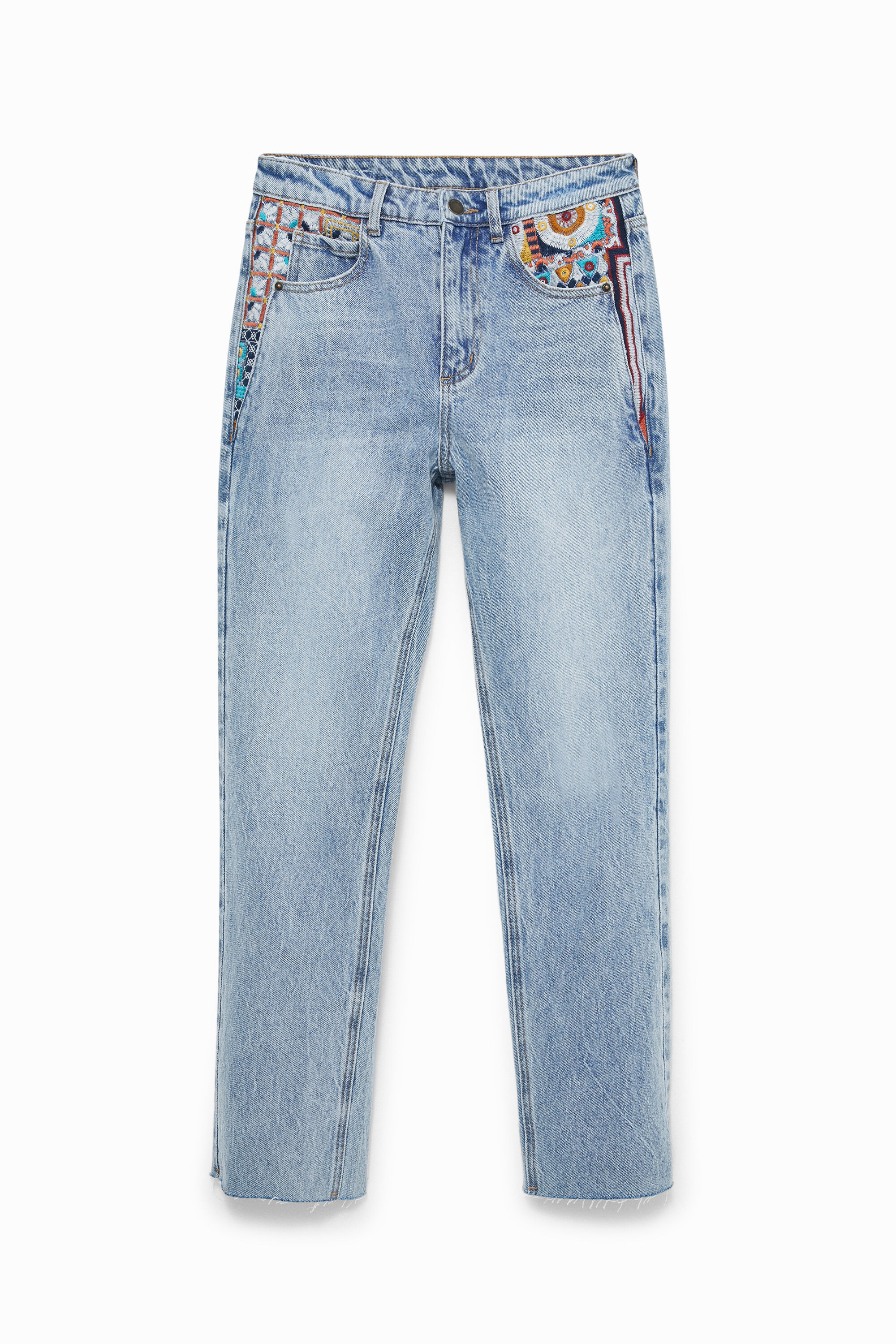 Gerade geschnittene Jeans mit Bordüren