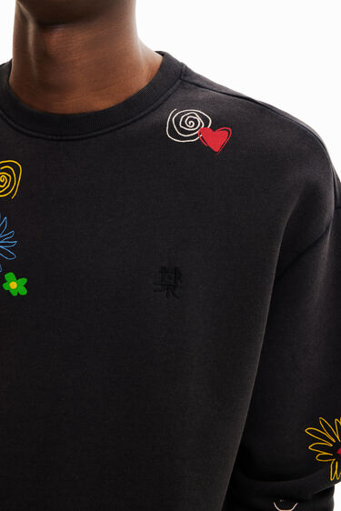 Washed-effect sweatshirt with print | Desigual