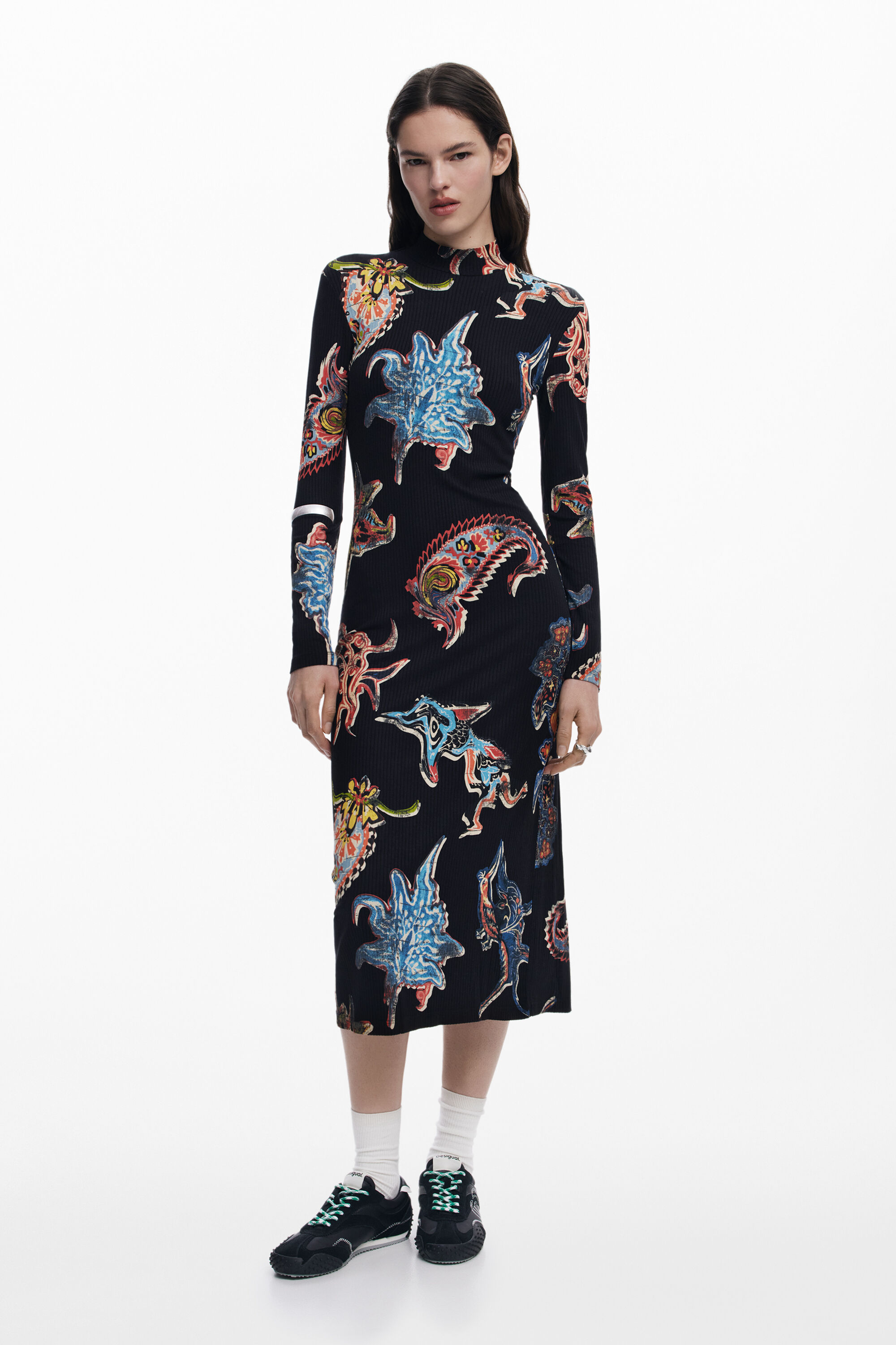 Desigual Fitted Paisley Dress M.c.lacroix In Black