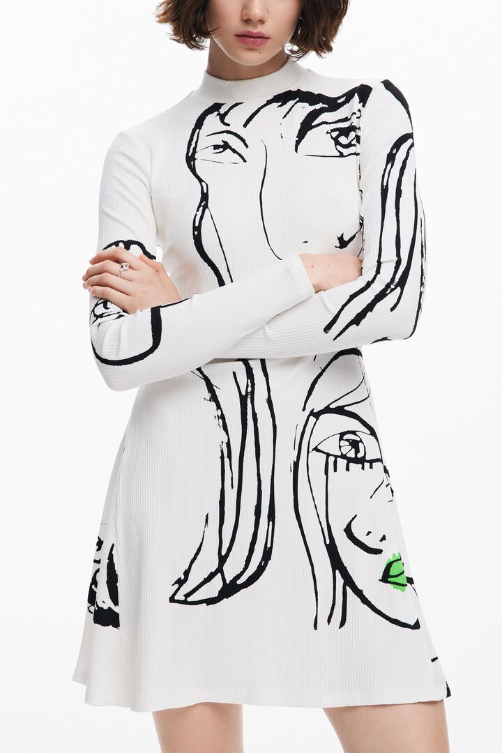 Vestido estampado caras | Desigual