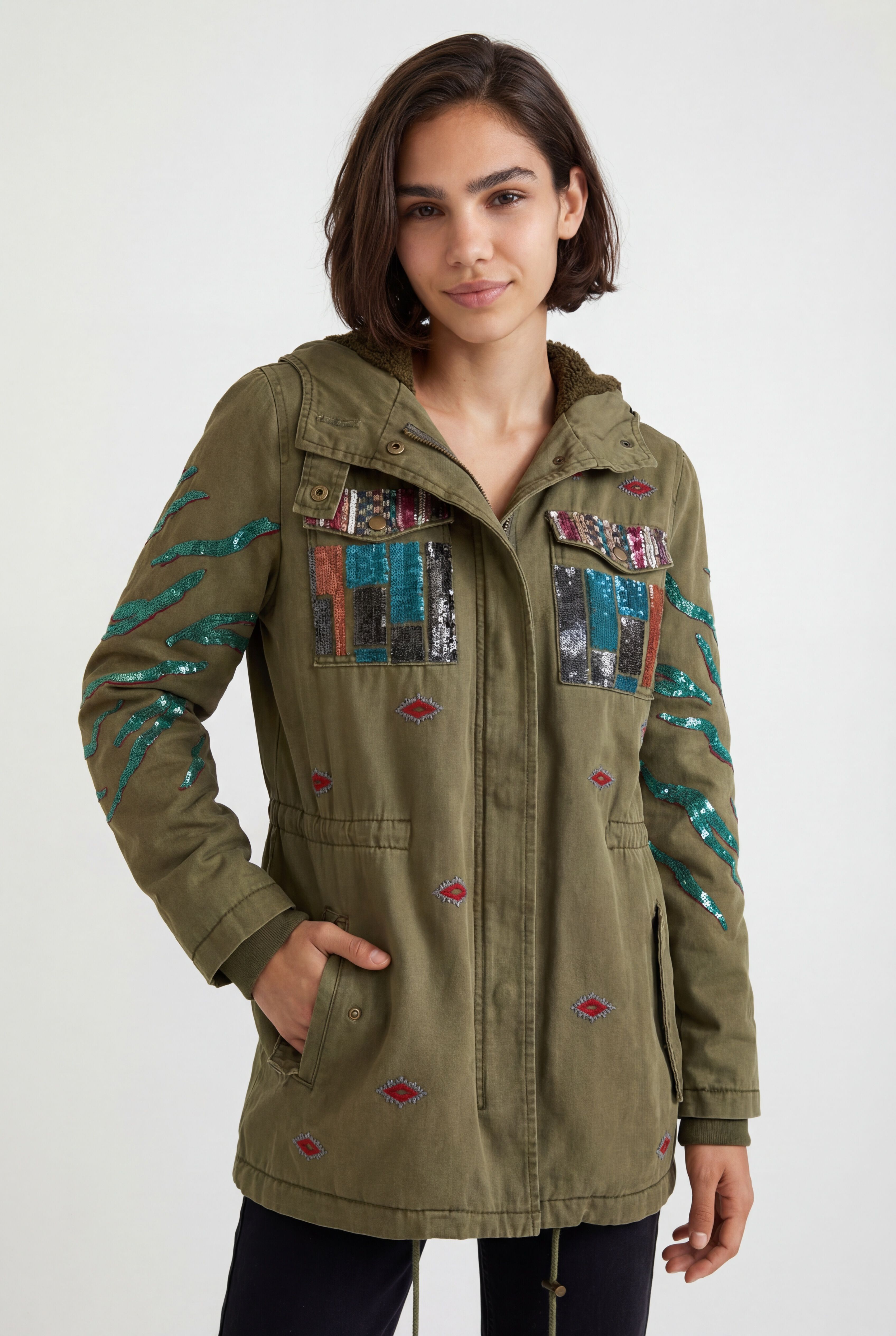 Parka militar capucha - GREEN - 38