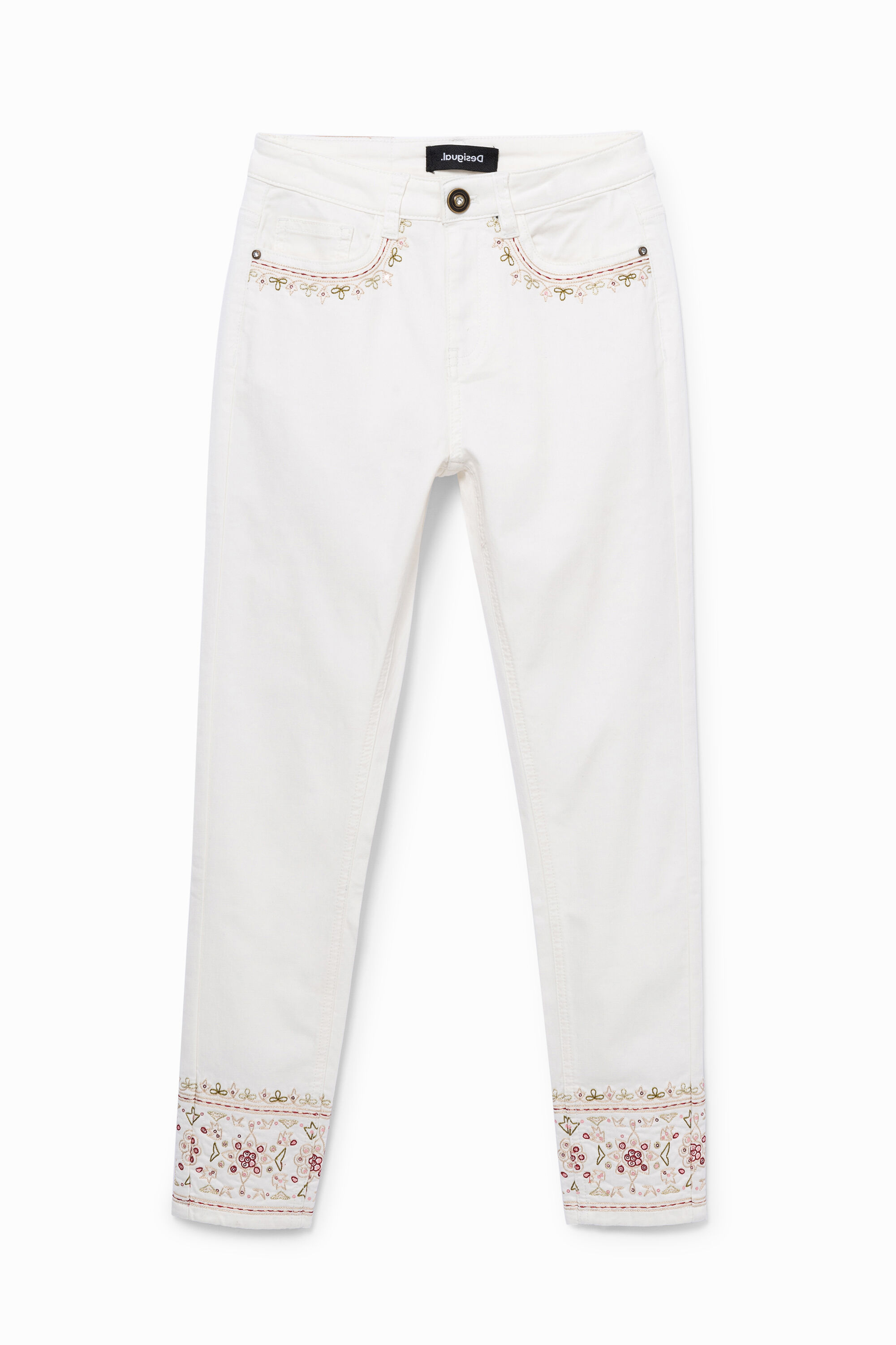 Skinny Jeans mit Ethno-Stickerei