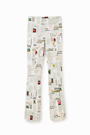 מכנסיים בהדפס עיתון עם שסע | Desigual