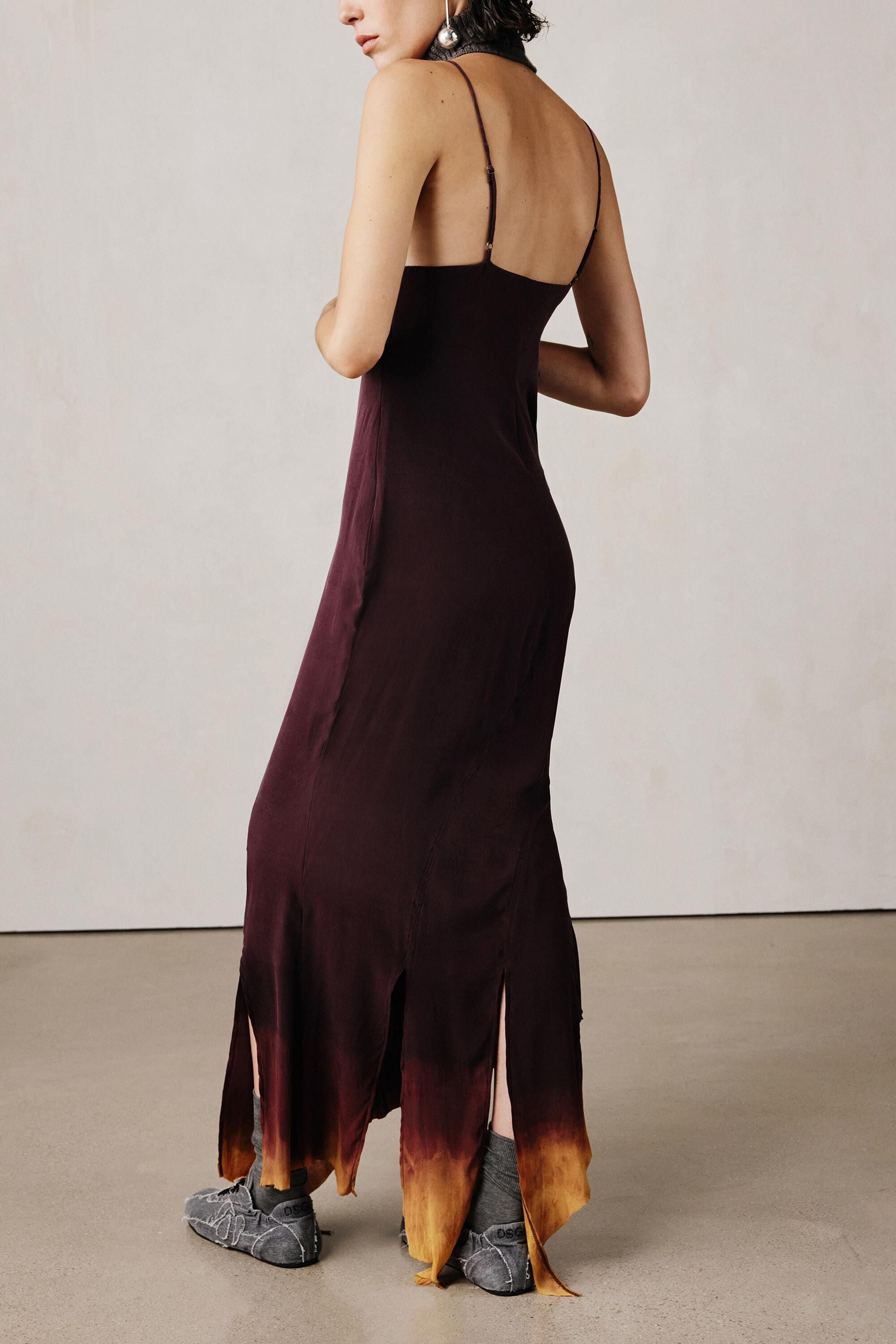 Vestido abertura studio, Seda, Rojo, L