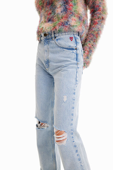 Distressed wide leg jeans | Desigual