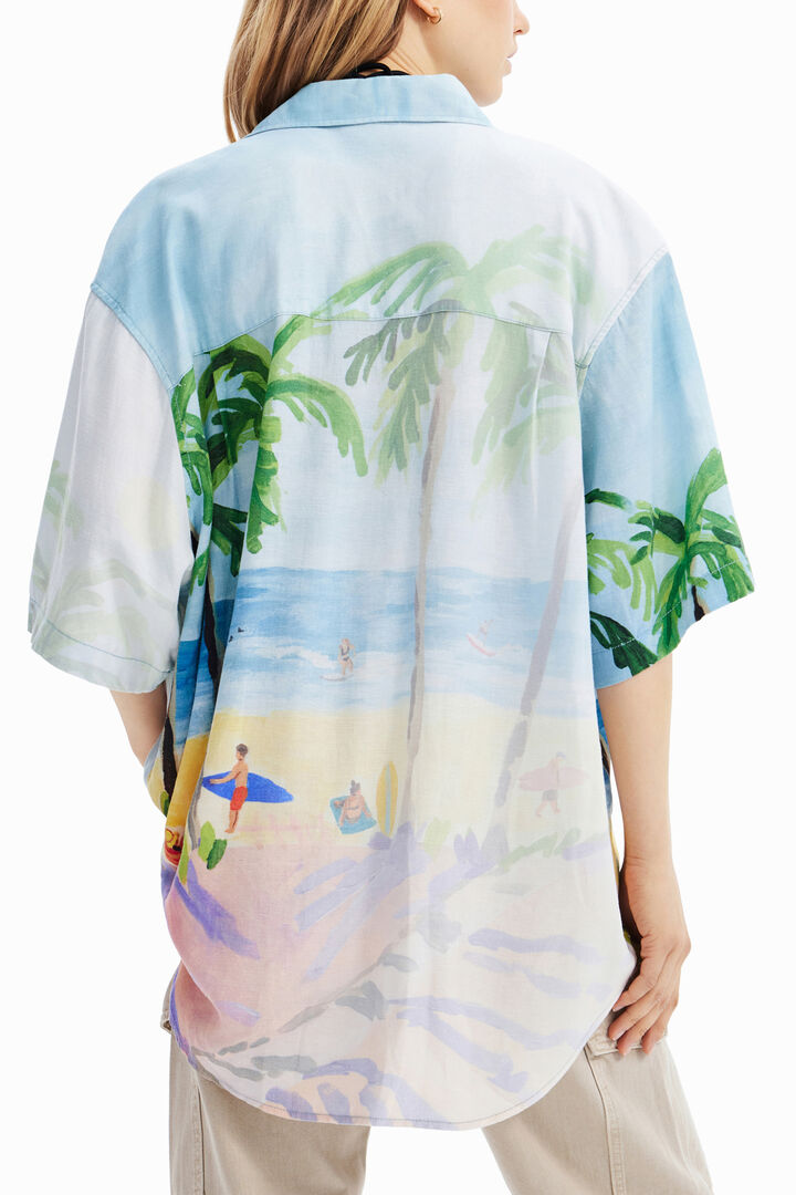 Oversize tropical linen shirt | Desigual