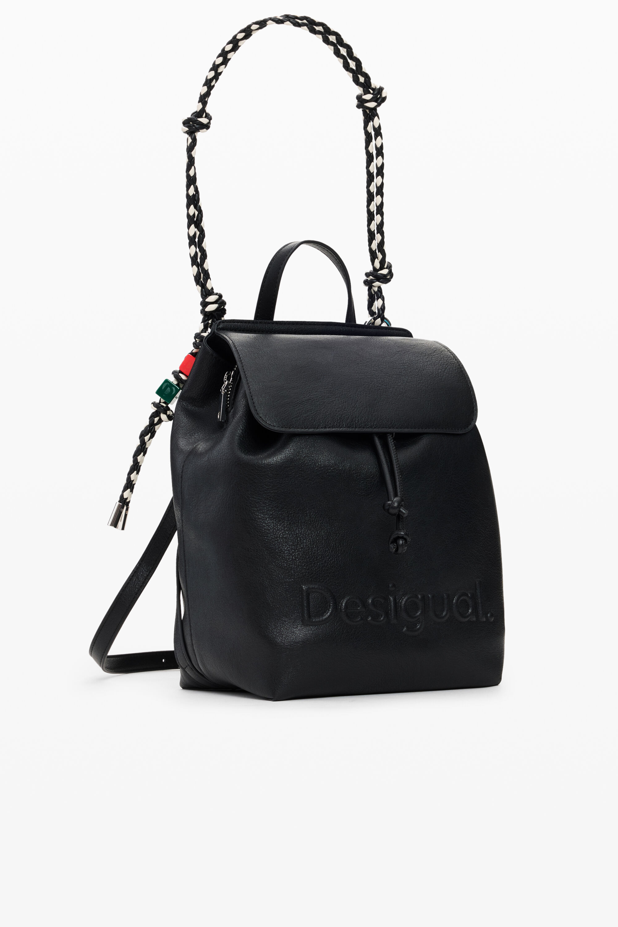 Medium braided backpack black women's accessories I Desigual.com