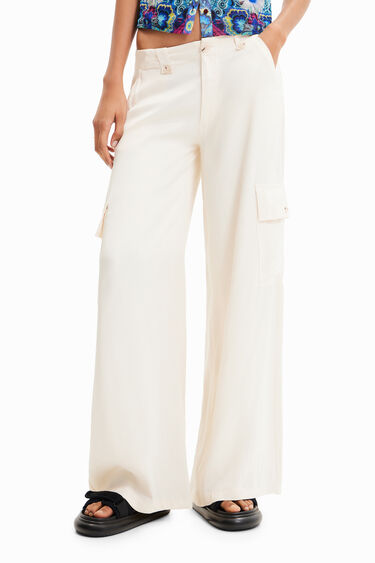 Pantalón cargo Wide leg satinado | Desigual