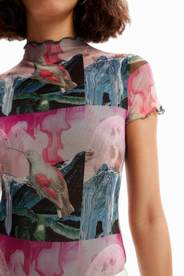 Short-sleeve fantasy tulle bodysuit | Desigual