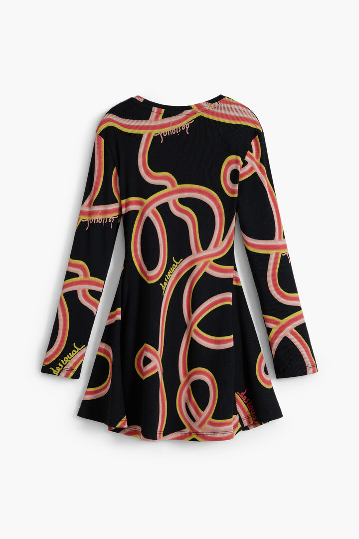 Robe patineuse à manches longues avec serpentins | Desigual