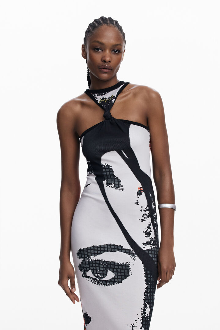 Fitted midi dress face | Desigual