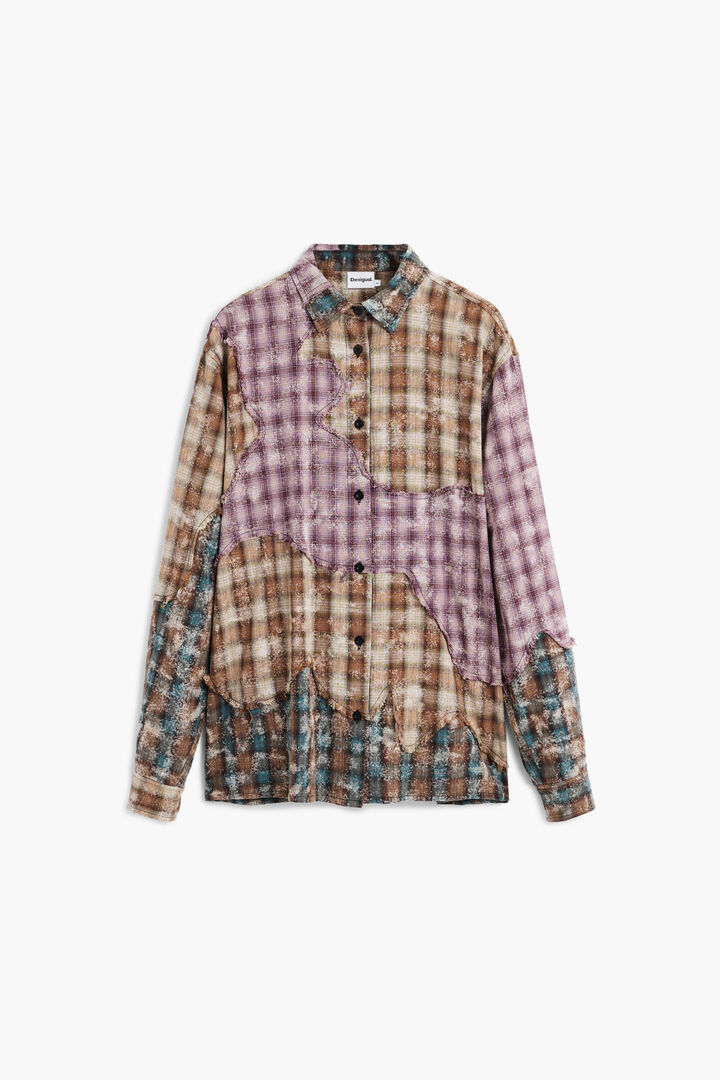 Long-sleeve shirt with patchwork checks | Desigual