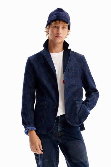 Geruite denim blazer | Desigual