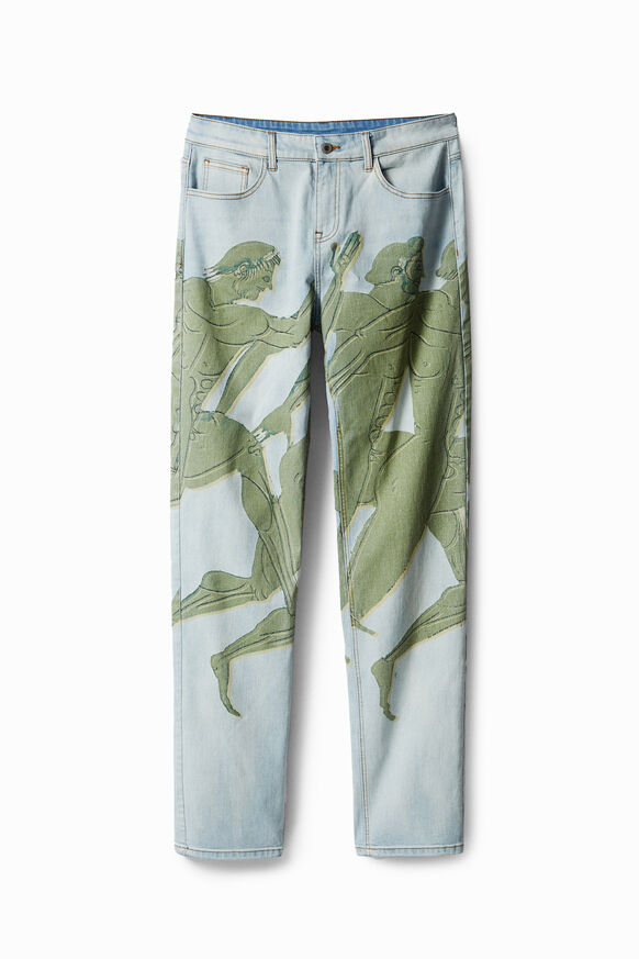 Rechte jeans met Griekse print | Desigual