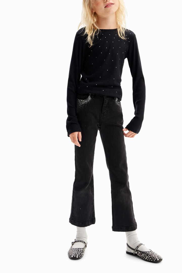 Camiseta canalé strass | Desigual