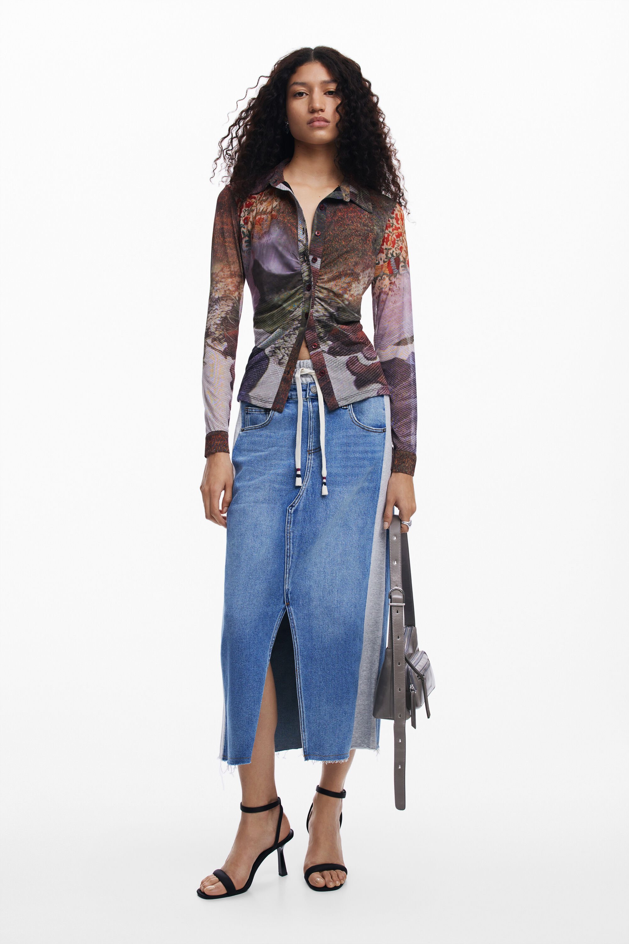 Jupe midi en denim hybride pour femme I Desigual
