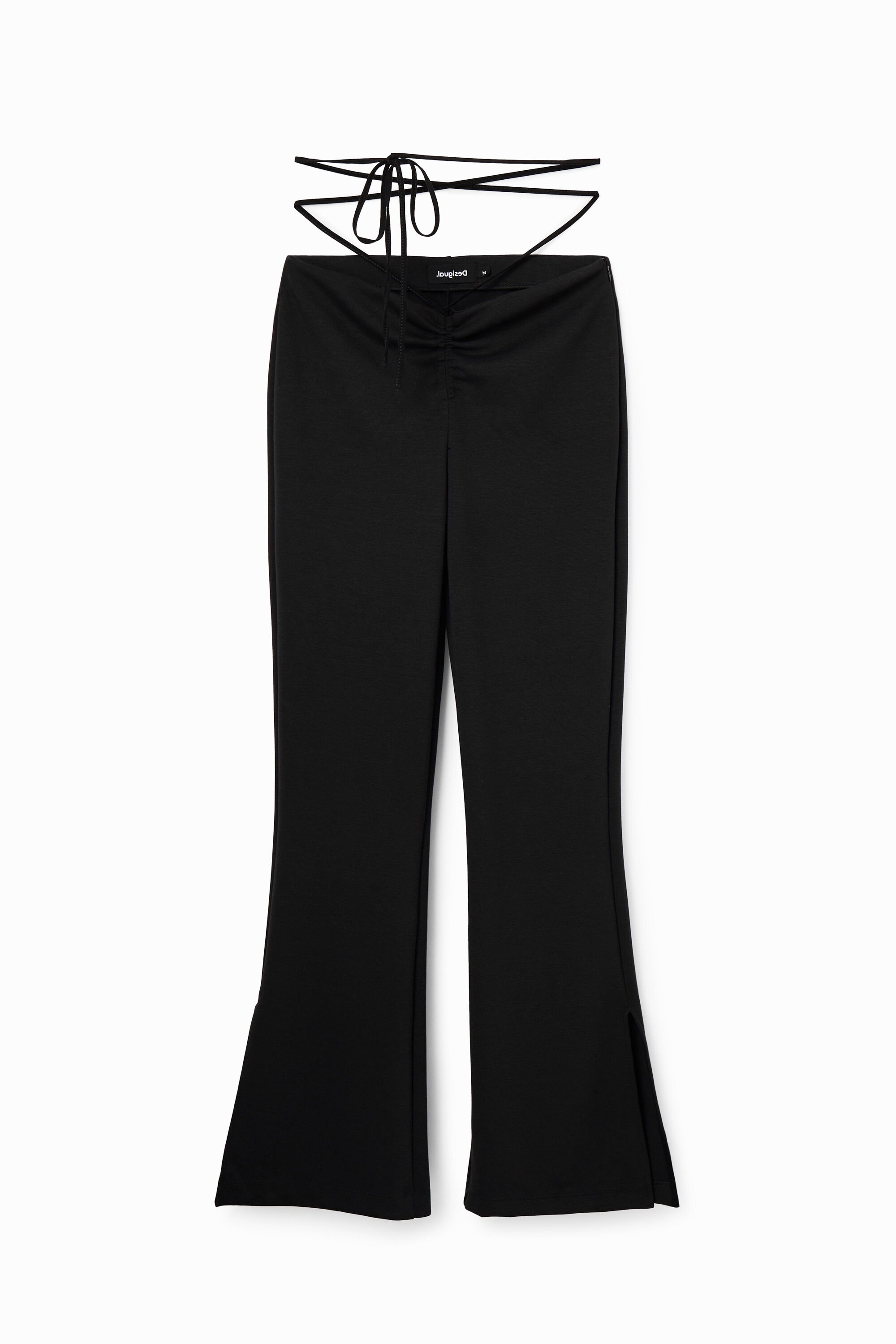 Gathered trousers with ties