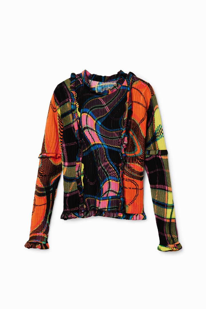 María Escoté plaid ribbed pullover | Desigual