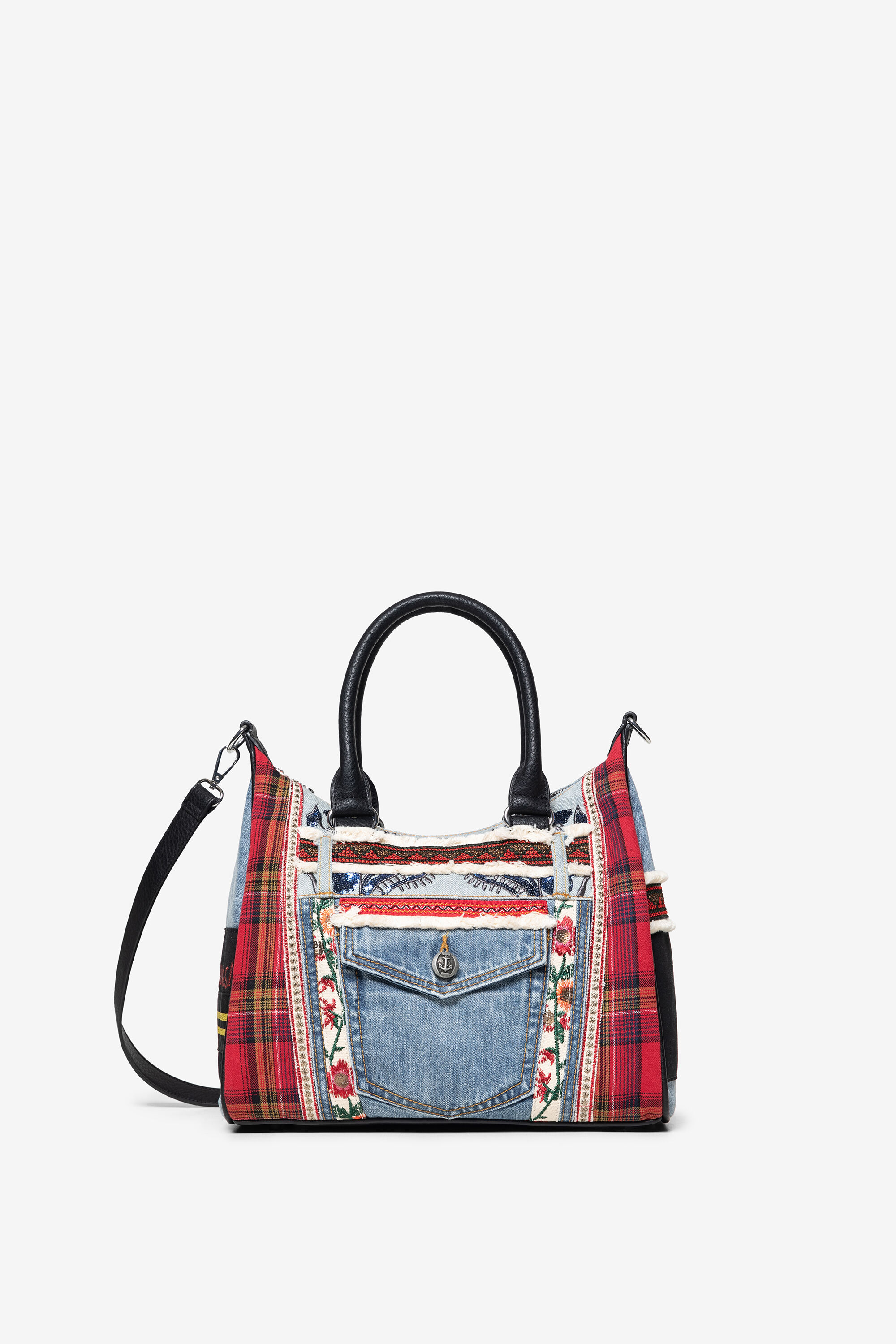 Patches red and denim shoulder bag Desigual