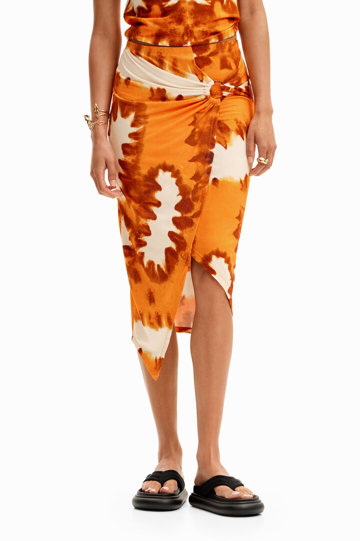 Tie-dye wrap midi skirt | Desigual