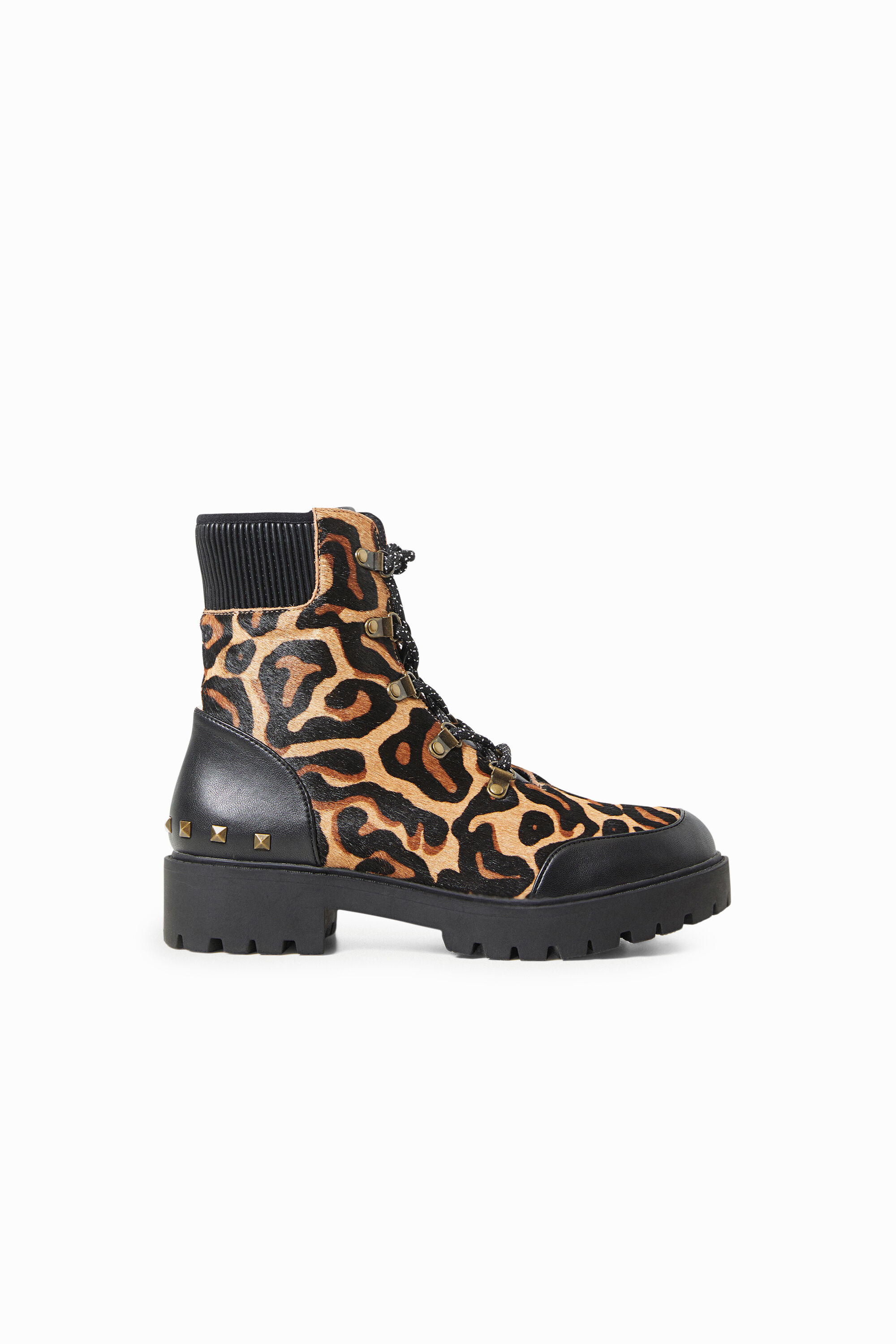 Shop Desigual Animal Print Leather Boots In Brown