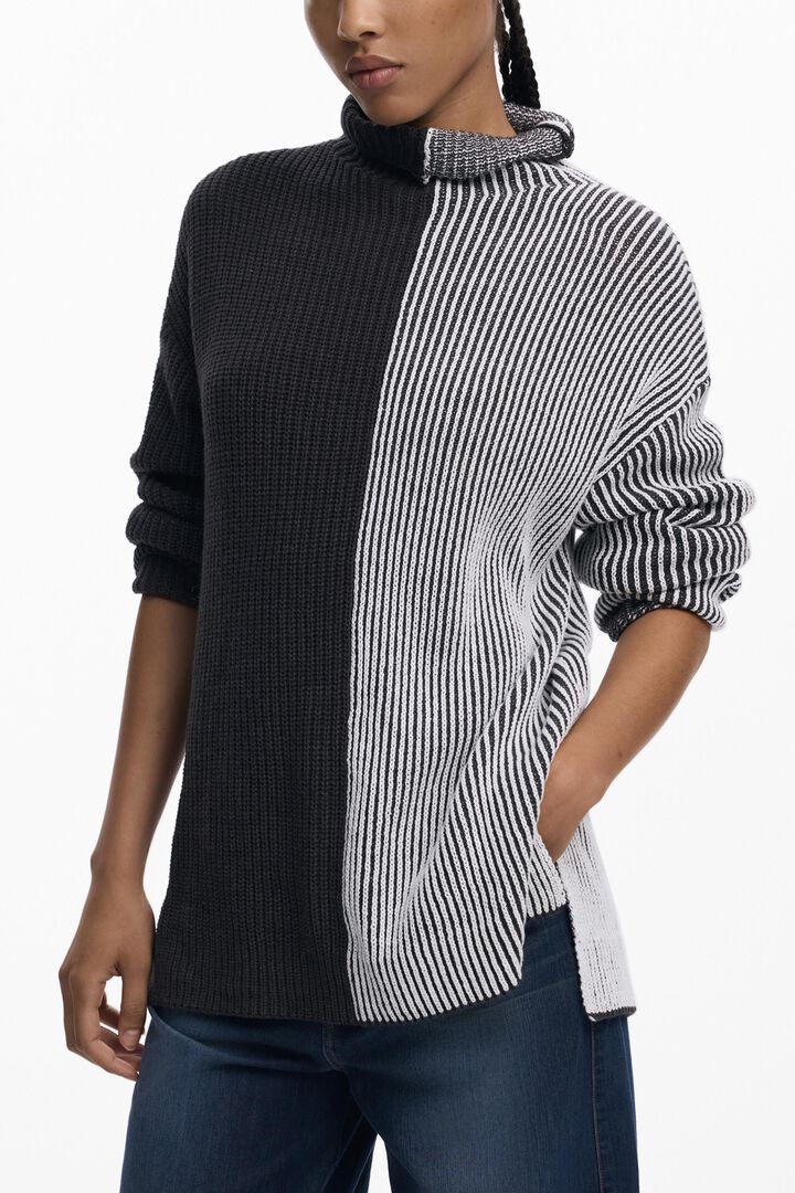 Two-tone striped sweater