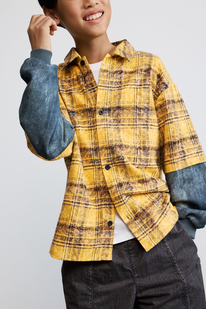 Checked shirt with contrast sleeves