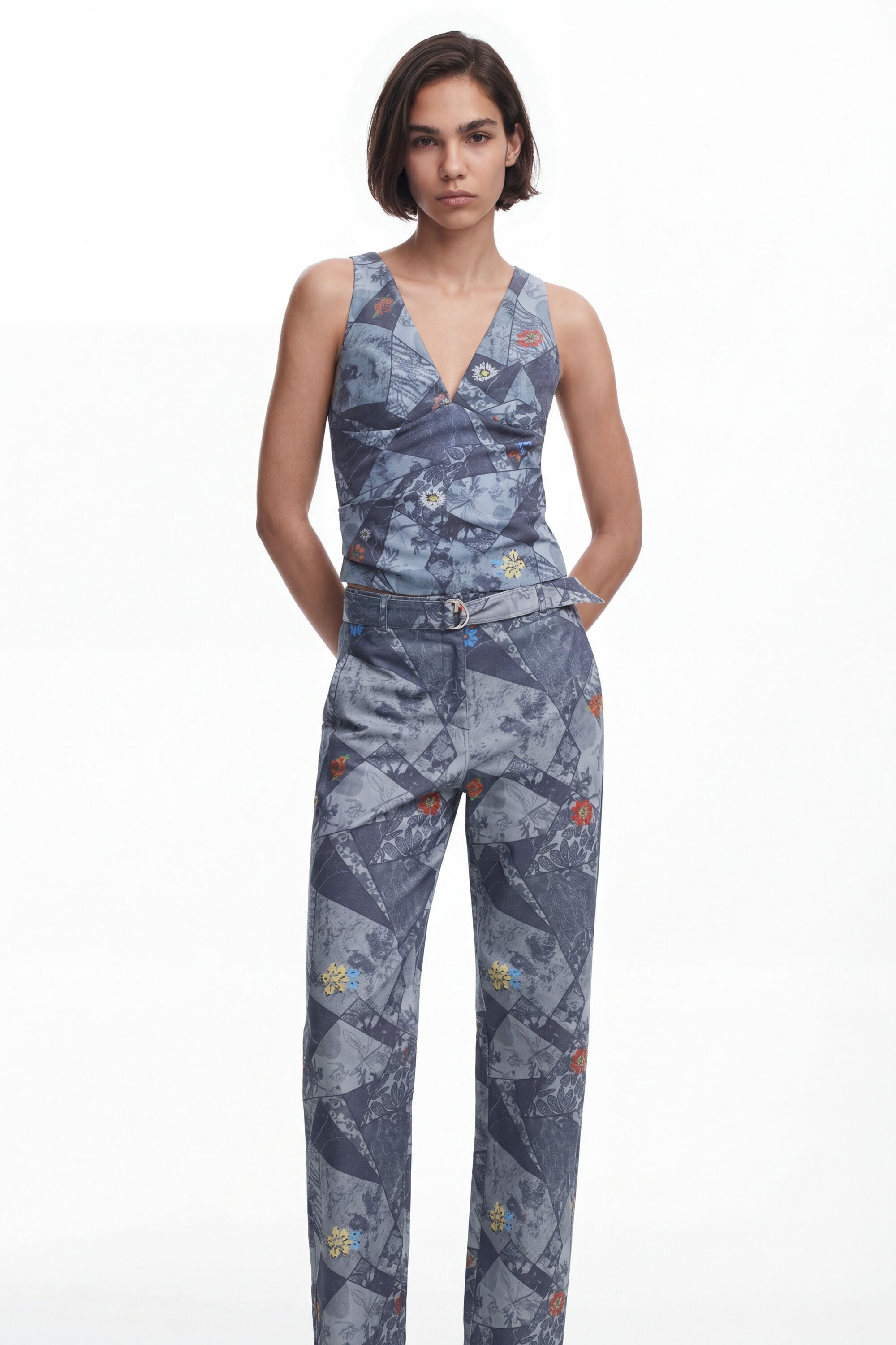 Patchwork tank top - BLUE - S