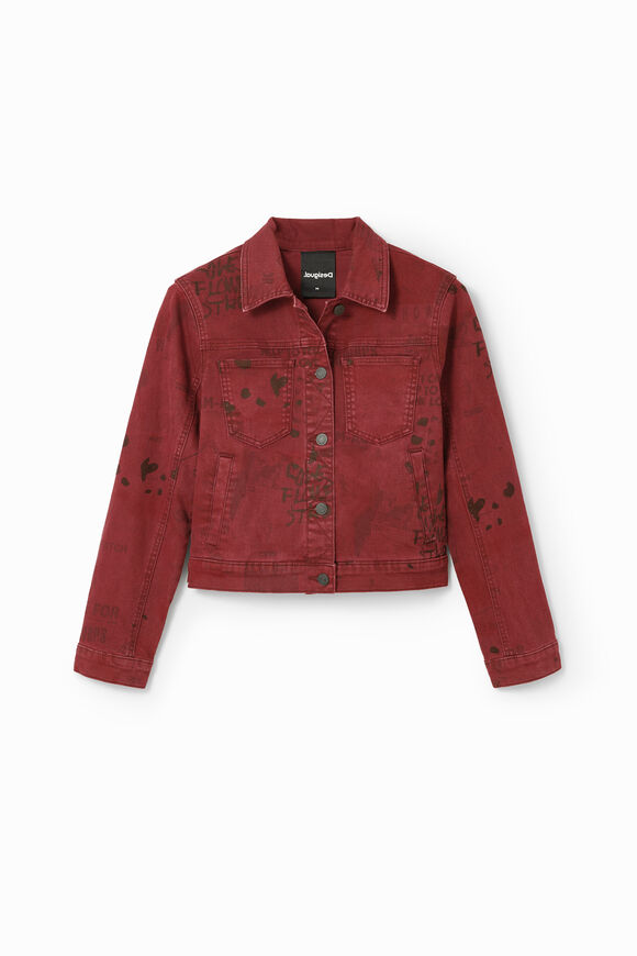 Newspaper denim trucker jacket