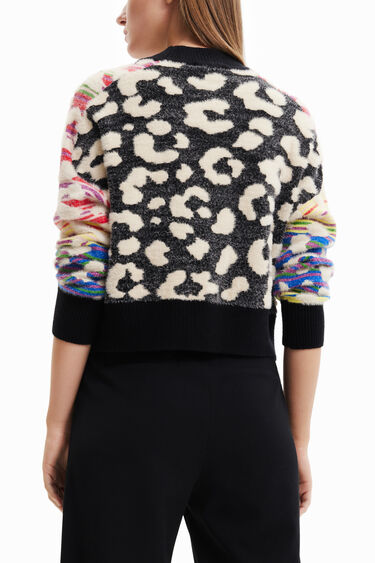 Striped leopard-effect jumper | Desigual
