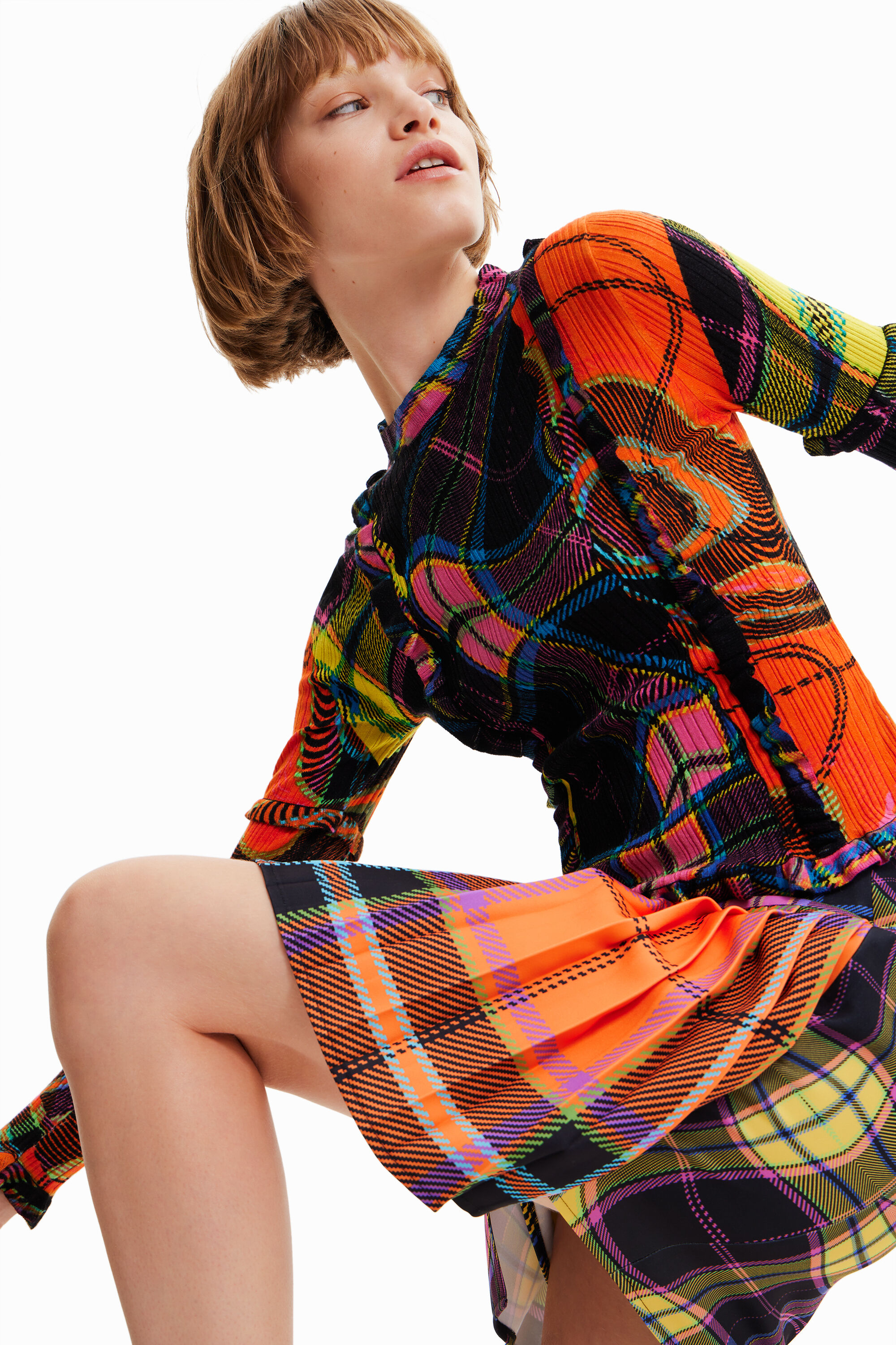 María Escoté criss-cross plaid mini skirt | Desigual.com