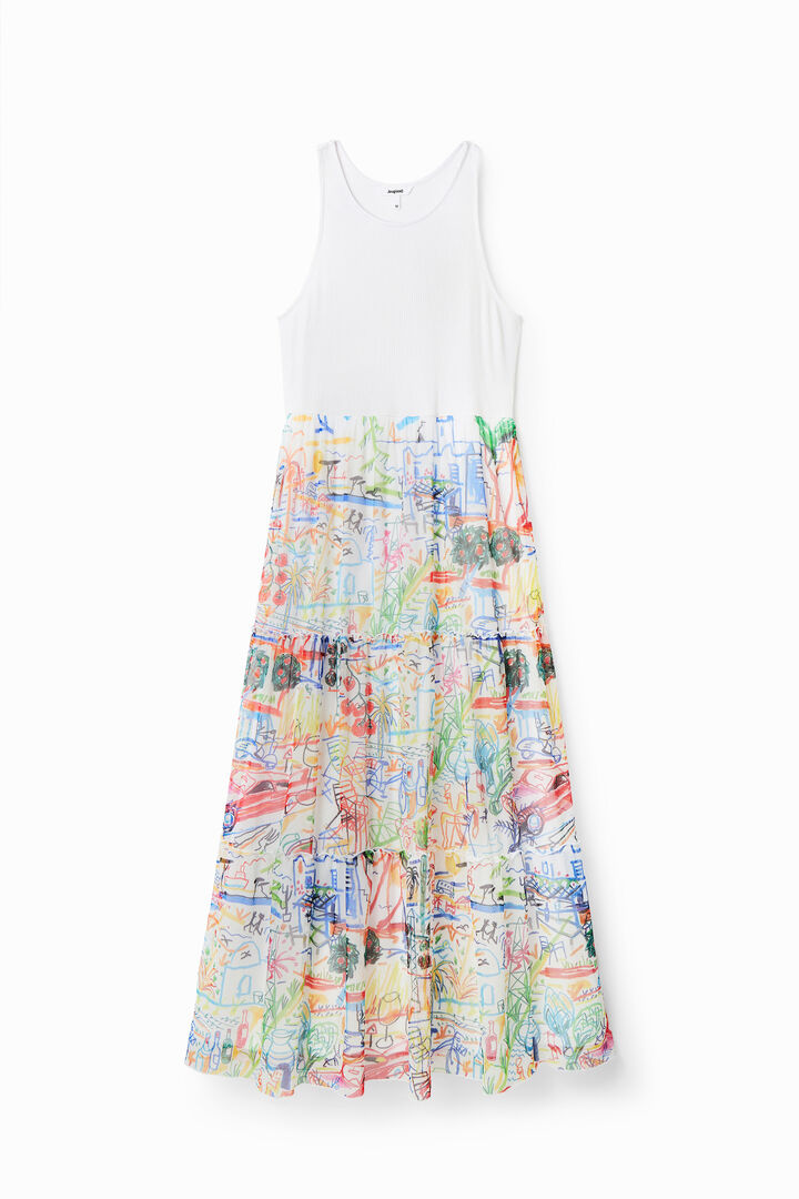 Long combination tulle dress | Desigual