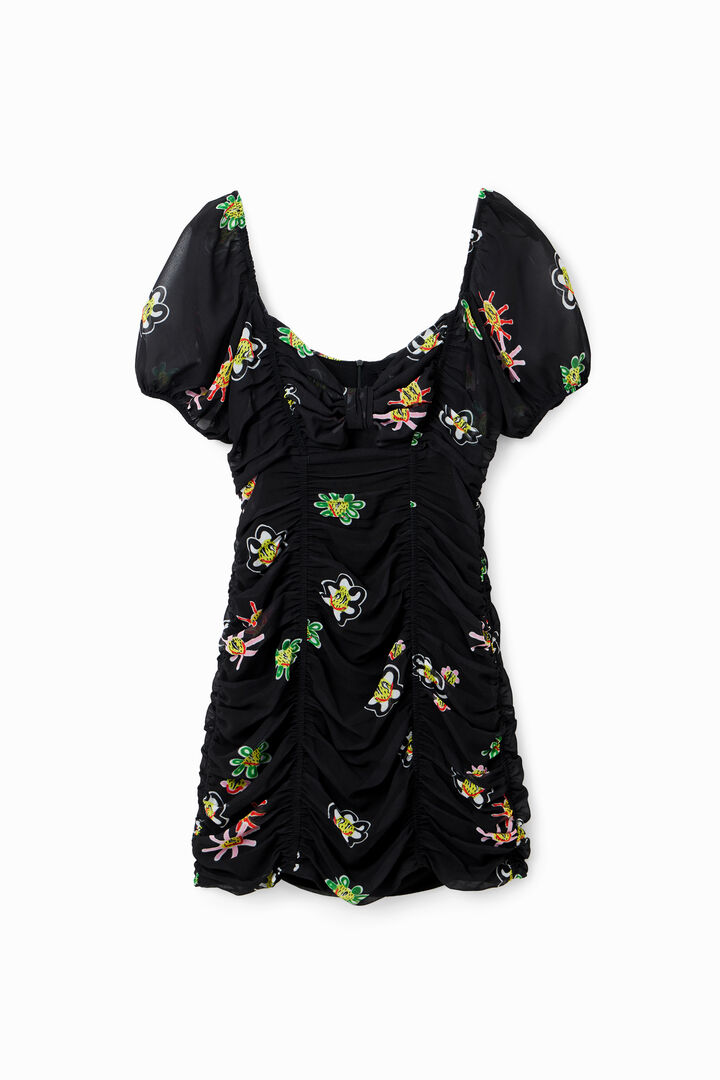 Vestit curt frunzit nus | Desigual