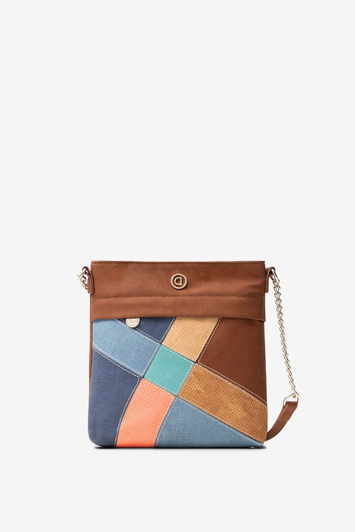 Square suede and patch sling bag | Desigual
