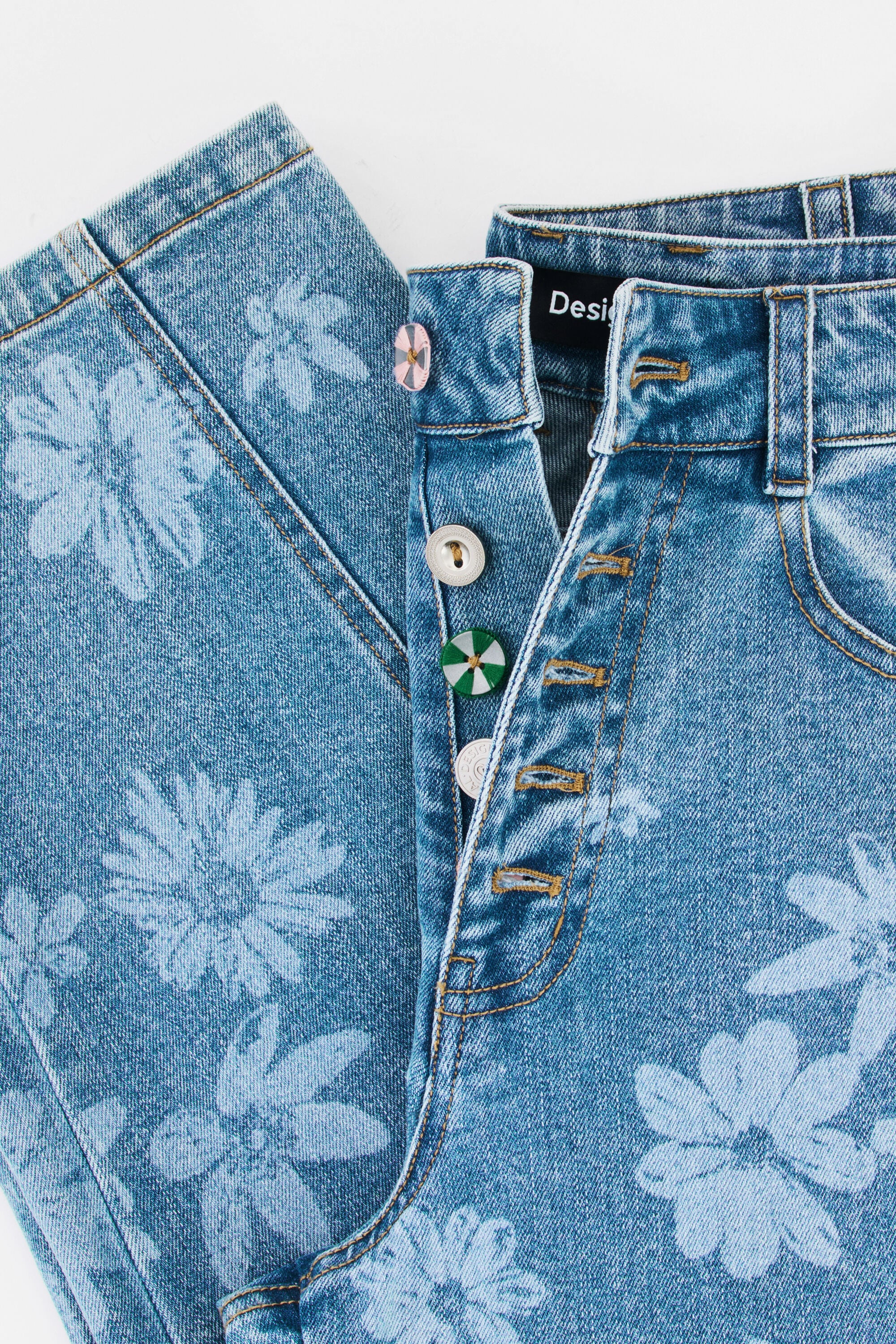 花柄デニムパンツ 青 女性用 I Desigual.com