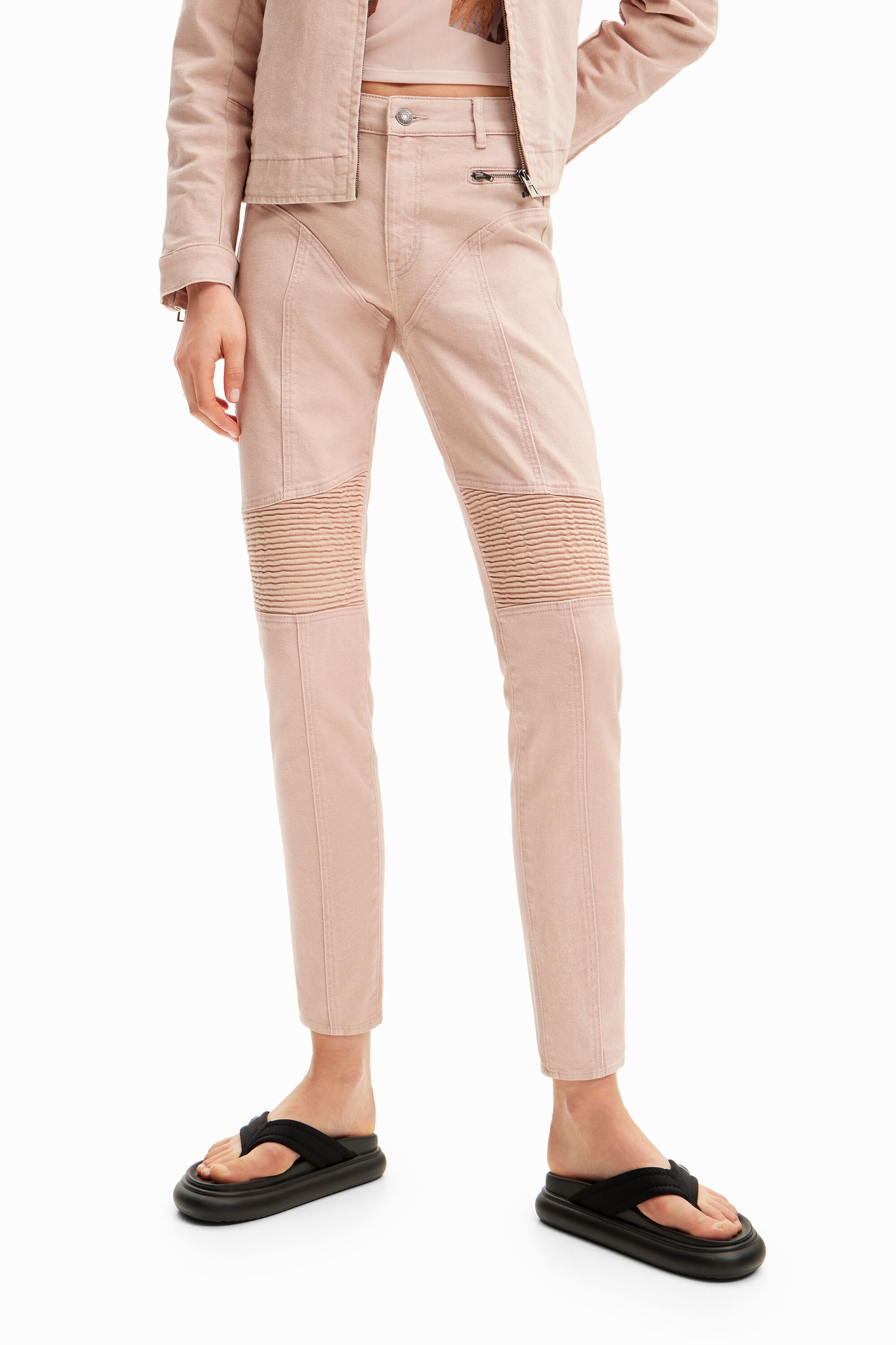 Khaki biker jeans womens new arrivals