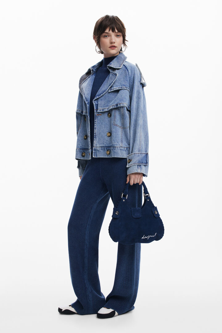 Medium woven leather bag | Desigual