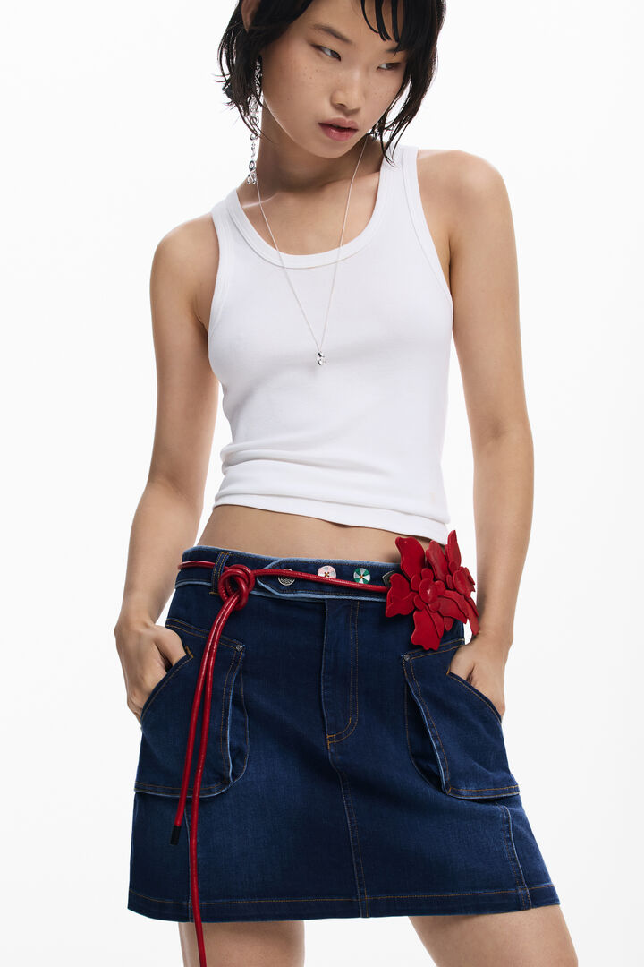 Short denim skirt with belt | Desigual