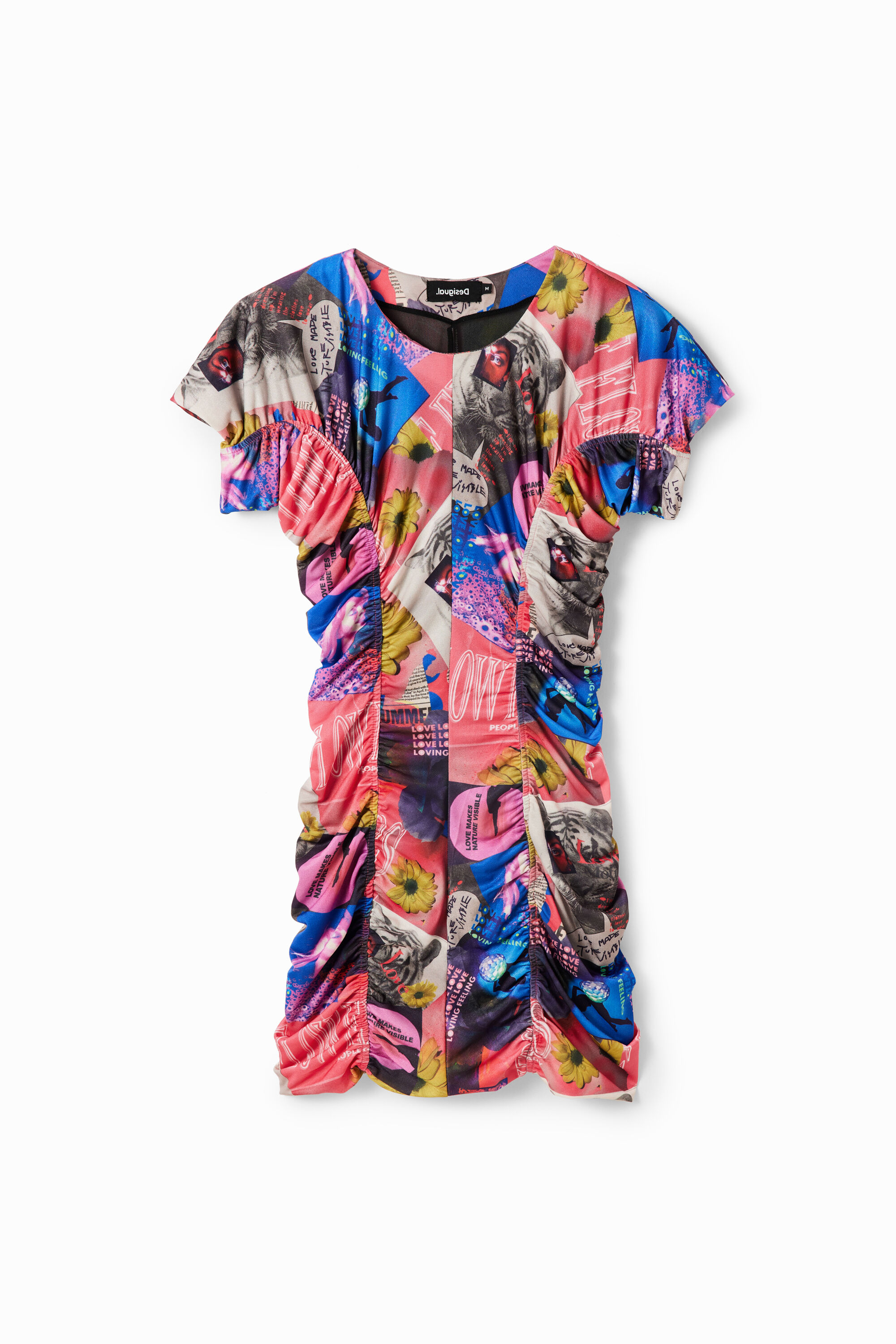 Slim ruched collage mini dress
