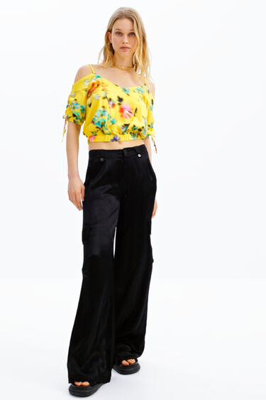 Brusa curta frunzit flors | Desigual