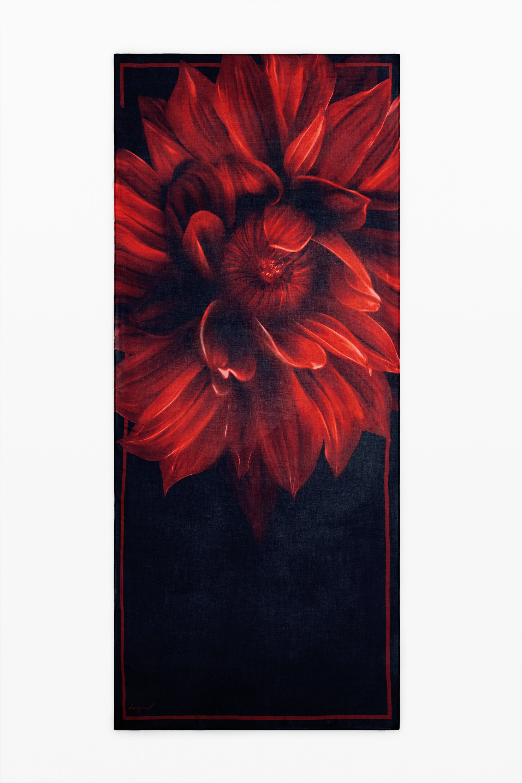 Pañuelo rectangular flor - BLACK - U