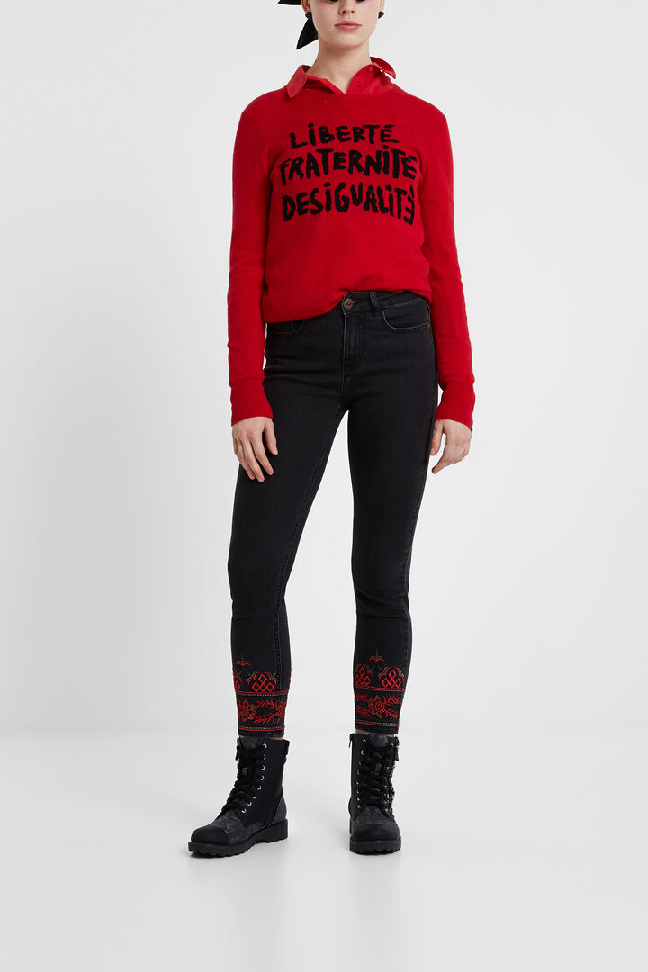 Denim-Jeans mit Stickerei an den Knöcheln | Desigual