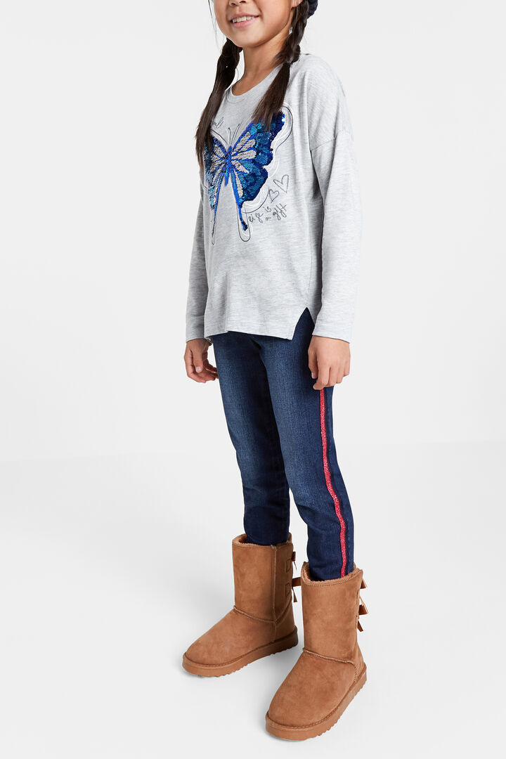 Camiseta mariposa lentejuela reversible | Desigual