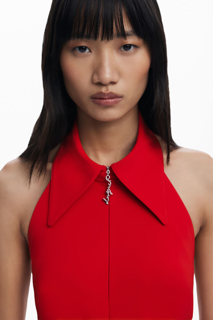 Short dress with zipper and lapel | Desigual
