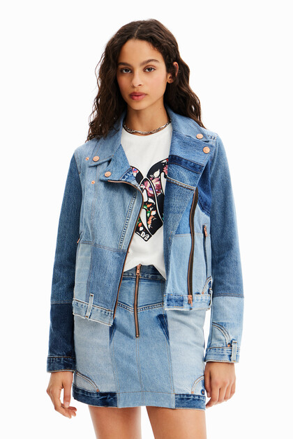 Giacca biker denim upcycling