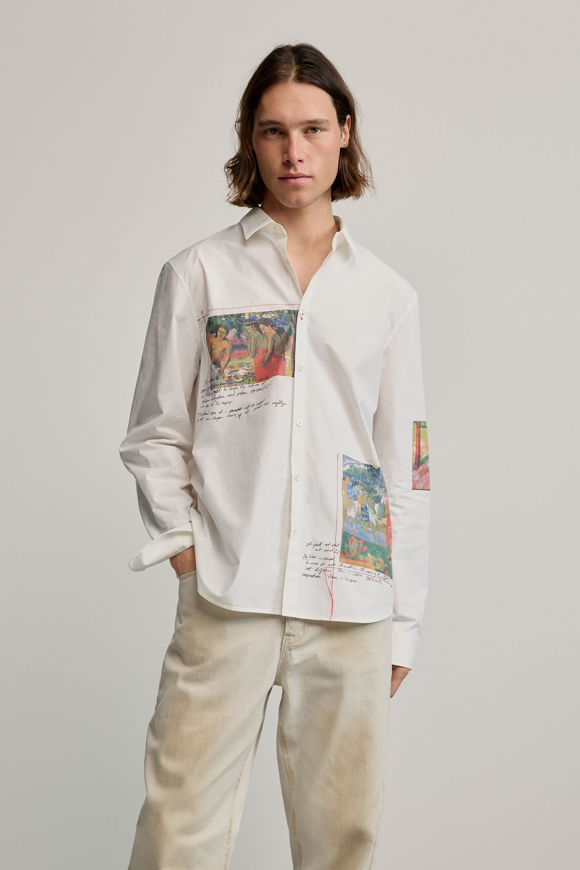 Desigual, Bedrucktes Gaugin-hemd, Herren, Baumwolle, Weiß, M