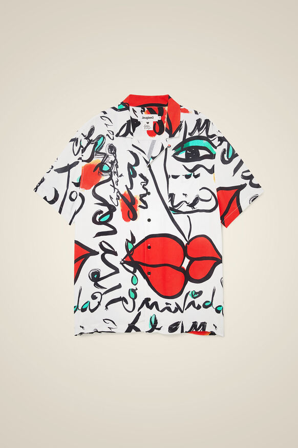 Unisex resort shirt with "El beso" print | Desigual