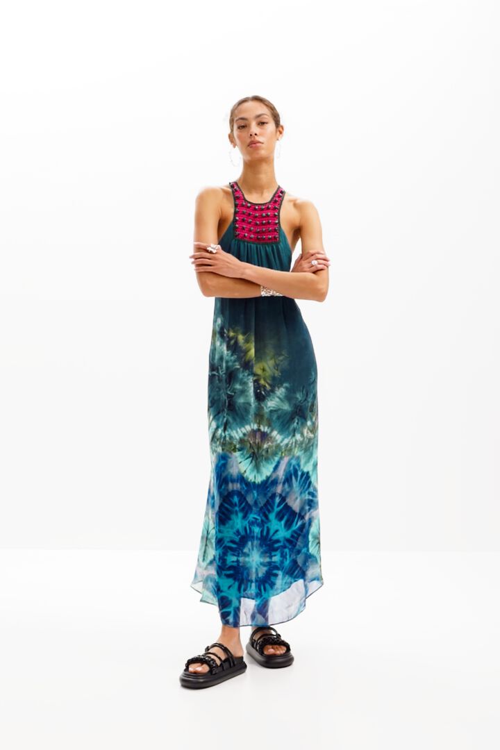 Long arty tie-dye dress | Desigual