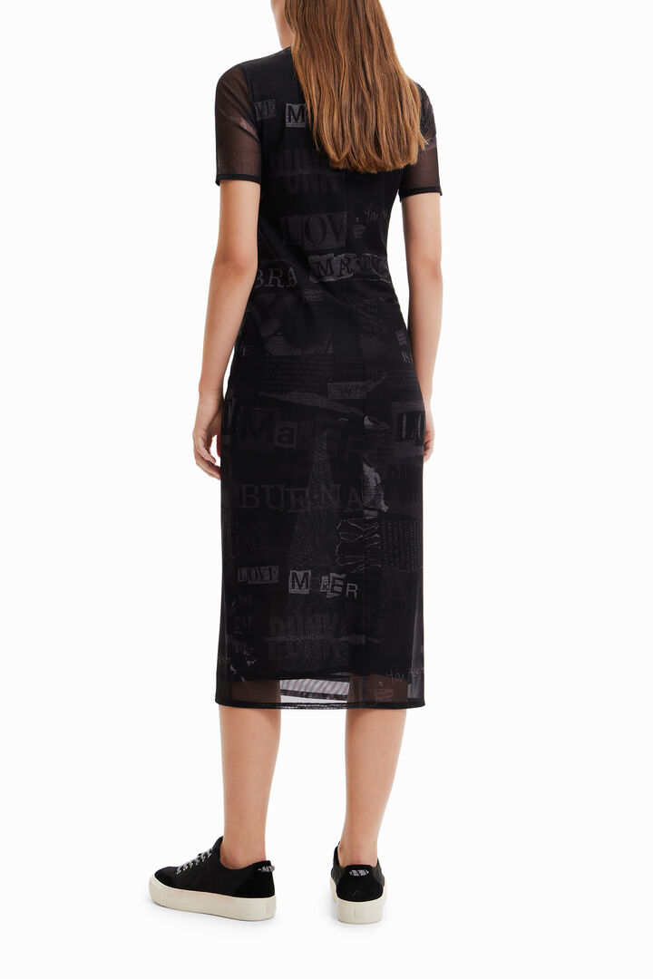 Vestido midi tul periódico | Desigual