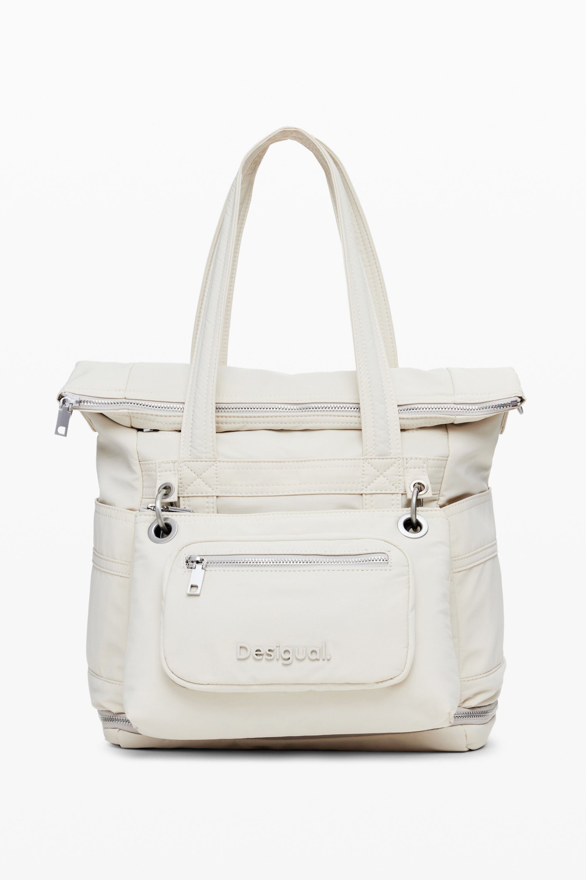 Desigual Multipositionele nylon rugzak - WHITE